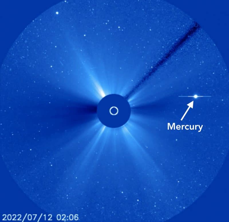 12 de julio de 2022. Hoy el modelo SOHO muestra a Mercurio en tránsito.